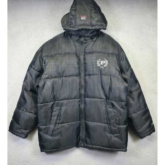 Y2K Phat Farm Puffer Jacket Men M Black Insulated Quilted Classic Winter - Picture 1 of 16